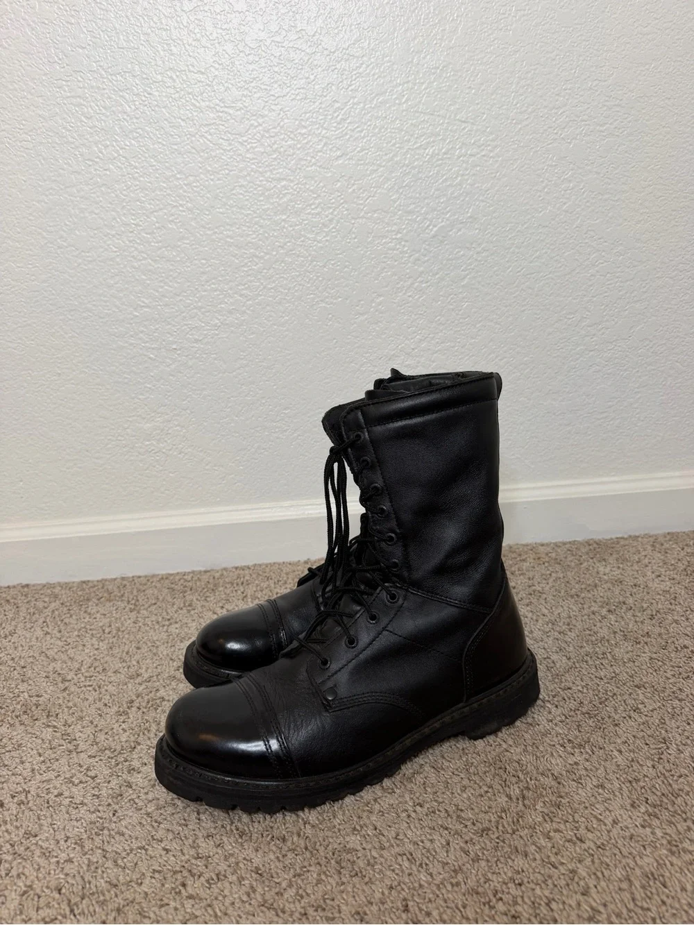 Rocky Men's Black Lace-Up Leather Combat Boots
